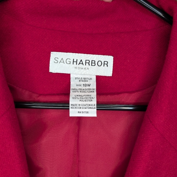 Sag Harbor Women's Wool Jacket 18W Red Career Profession Classic Blazer NWT! - Picture 3 of 6